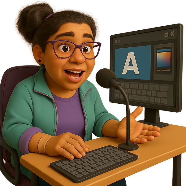 A young woman with a cast on her wrist using a keyboard, representing a temporary disability persona with Māori and English heritage.